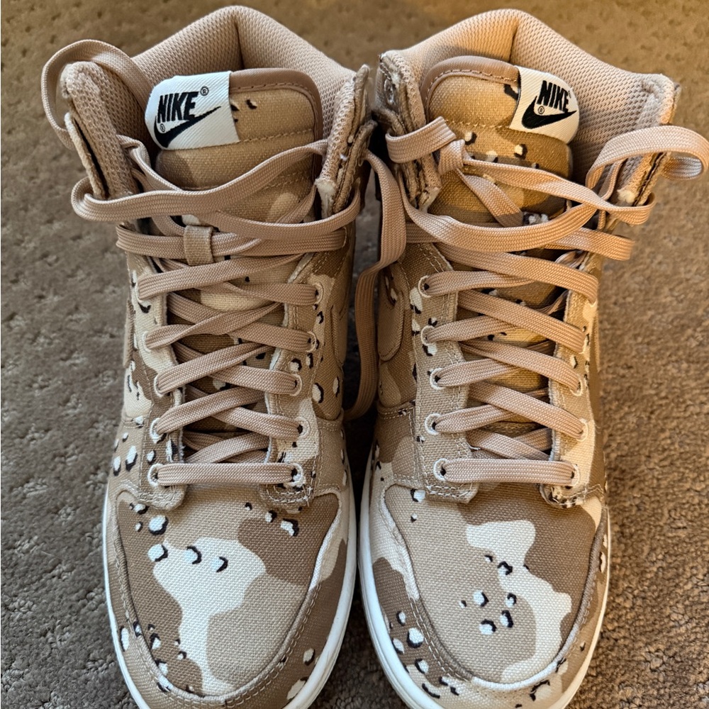 Nike Desert Camo High-Top Sneakers in Tan and Cream
